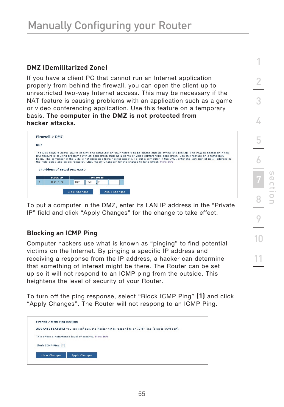 Manually configuring your router | Belkin P75125UK User Manual | Page 58 / 92