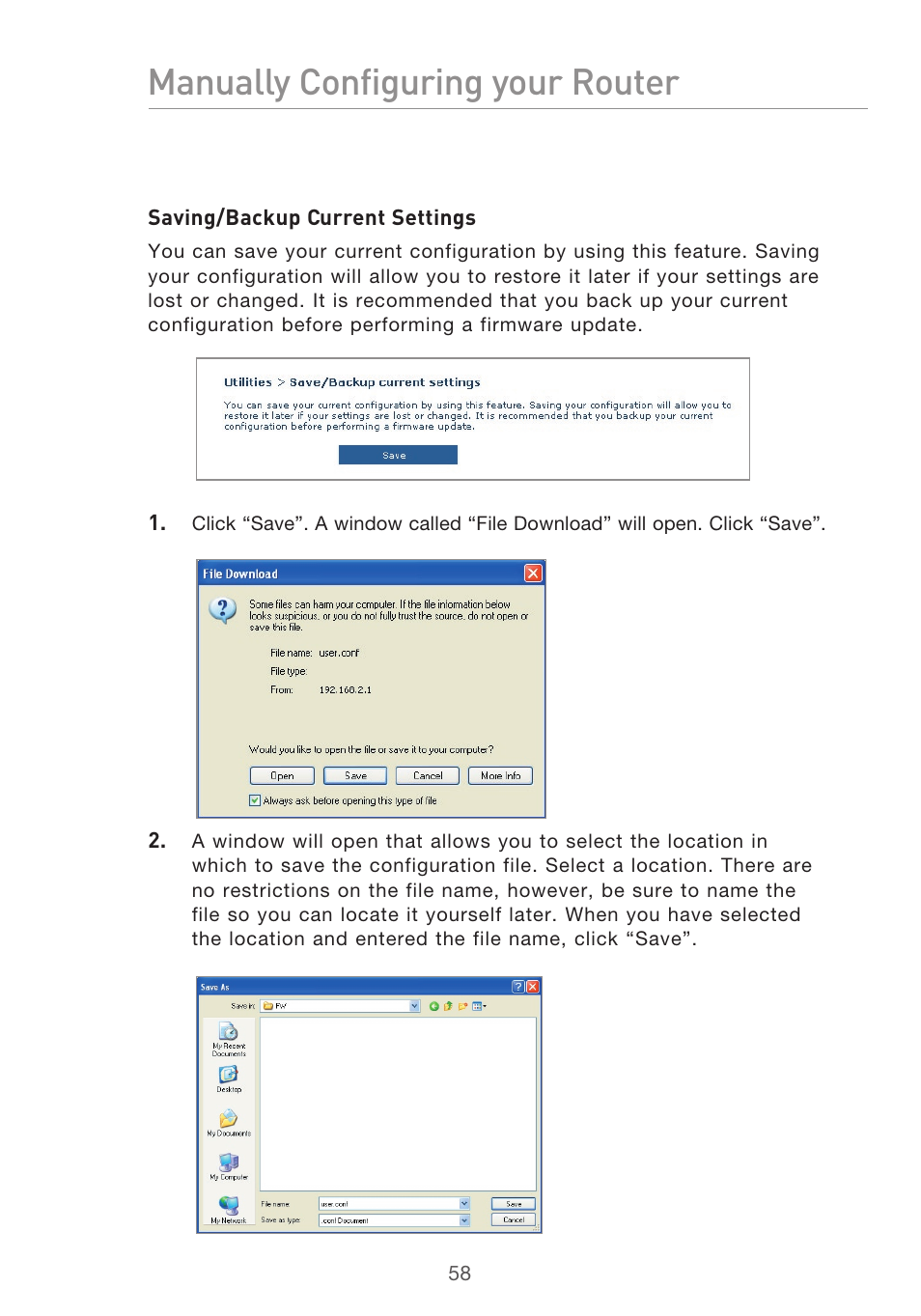 Manually configuring your router | Belkin P75125UK User Manual | Page 61 / 92