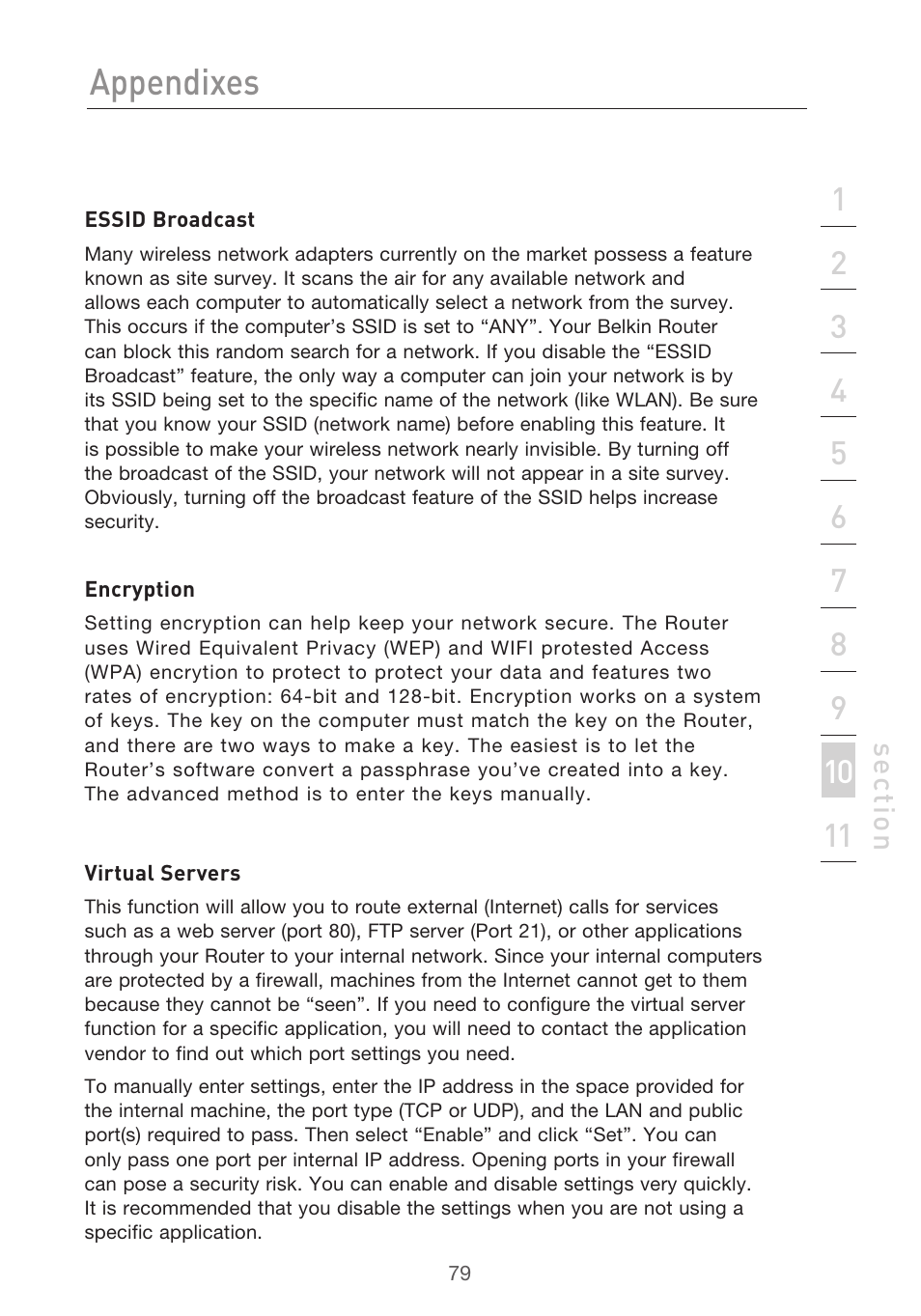 Appendixes | Belkin P75125UK User Manual | Page 82 / 92