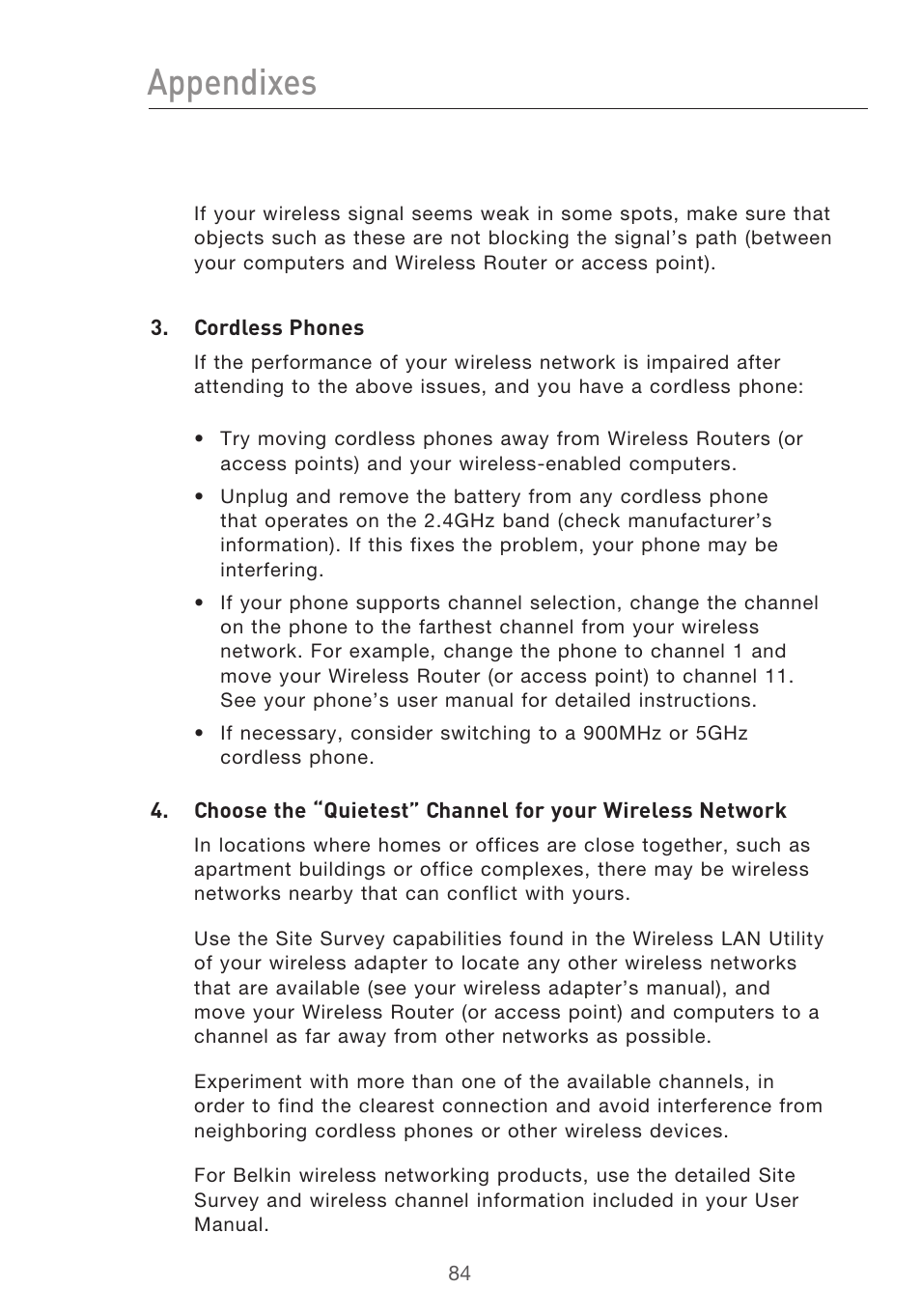 Appendixes | Belkin P75125UK User Manual | Page 87 / 92