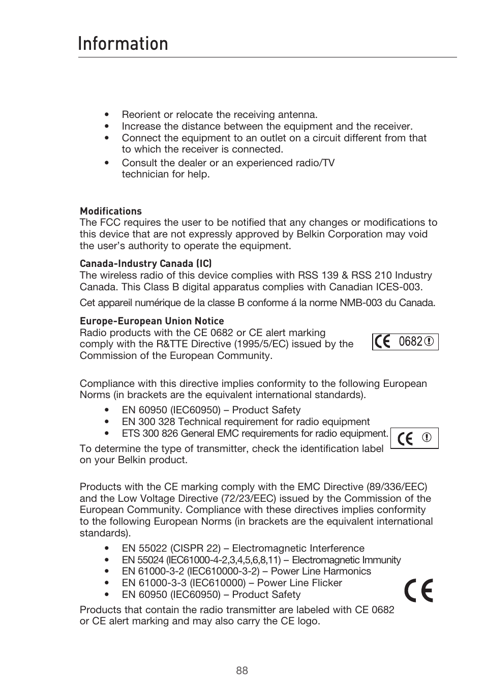 Information | Belkin P75125UK User Manual | Page 91 / 92