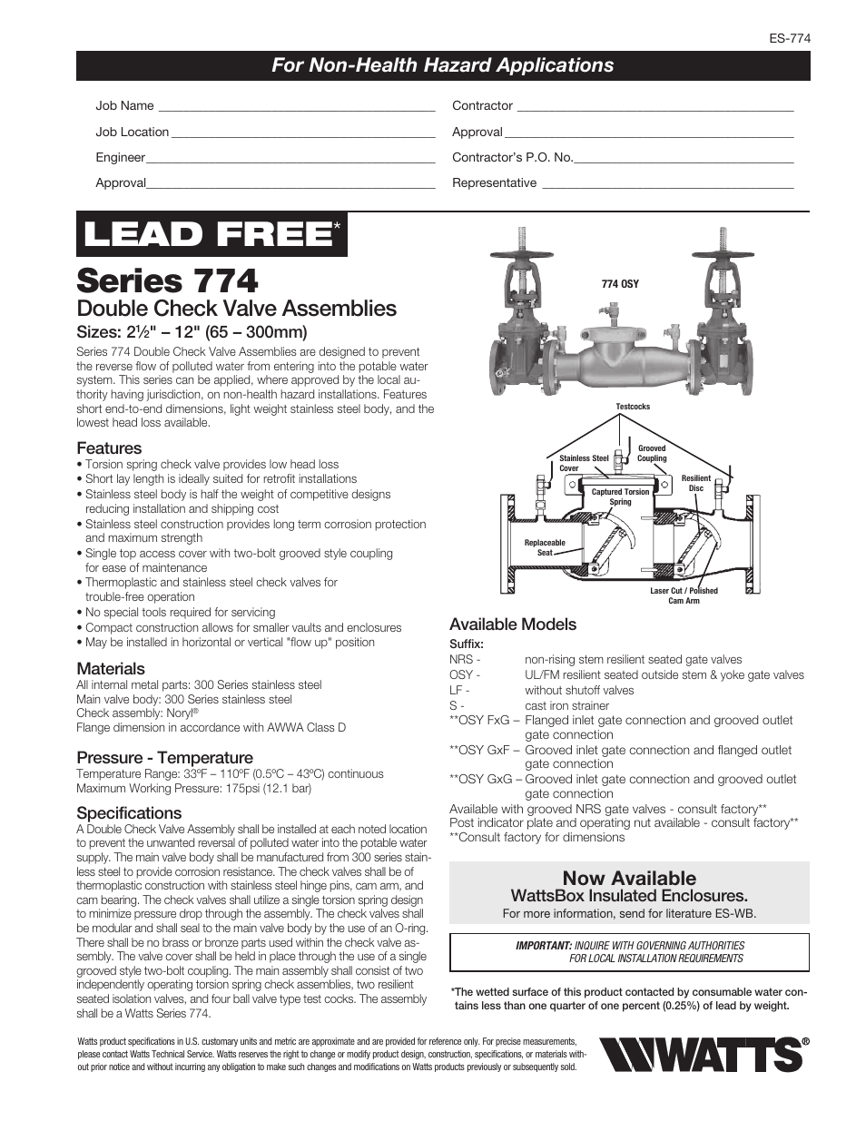 Watts 774 User Manual | 2 pages