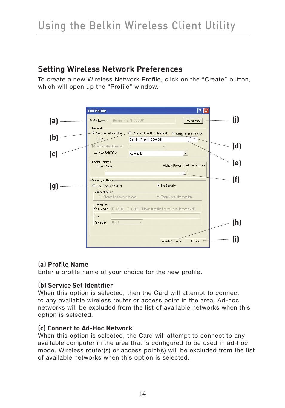 Using the belkin wireless client utility | Belkin F5D8010 User Manual | Page 16 / 45