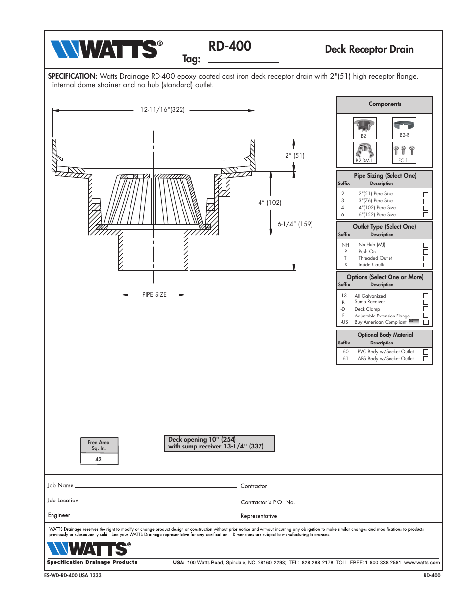 Watts RD-400 User Manual | 1 page