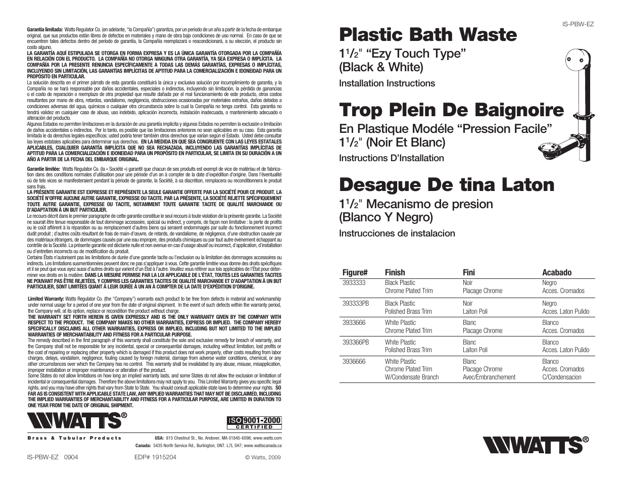 Watts 393 6666 User Manual | 2 pages