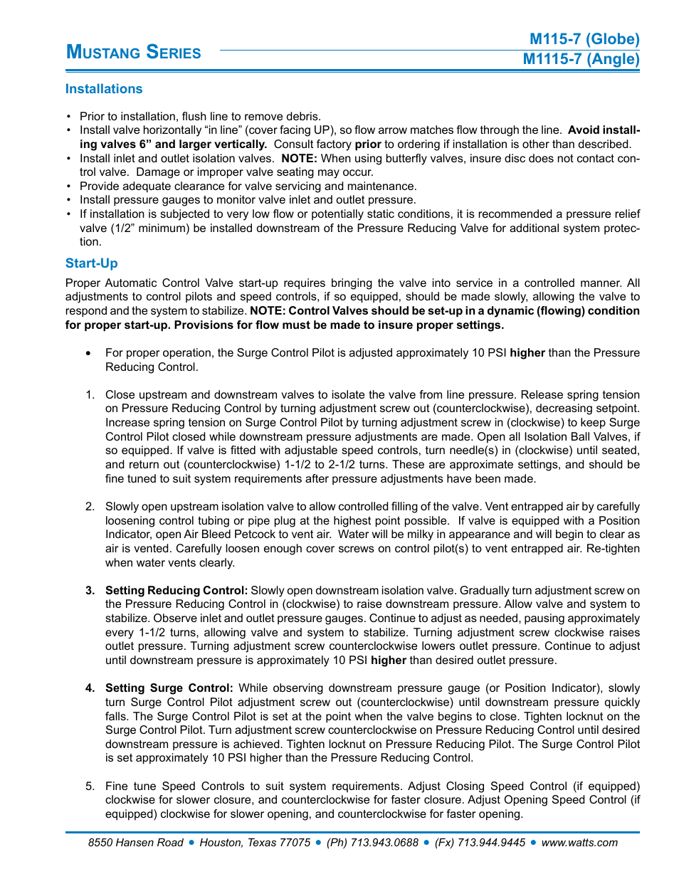 Watts M1115-7 User Manual | Page 7 / 8