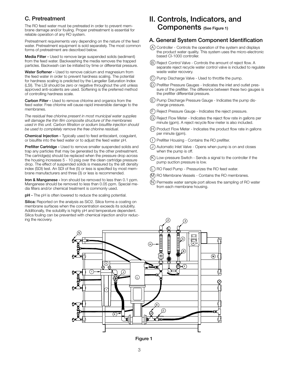 Ii. controls, indicators, and components, C. pretreatment, A. general system component identification | Watts PWR4022 User Manual | Page 3 / 16