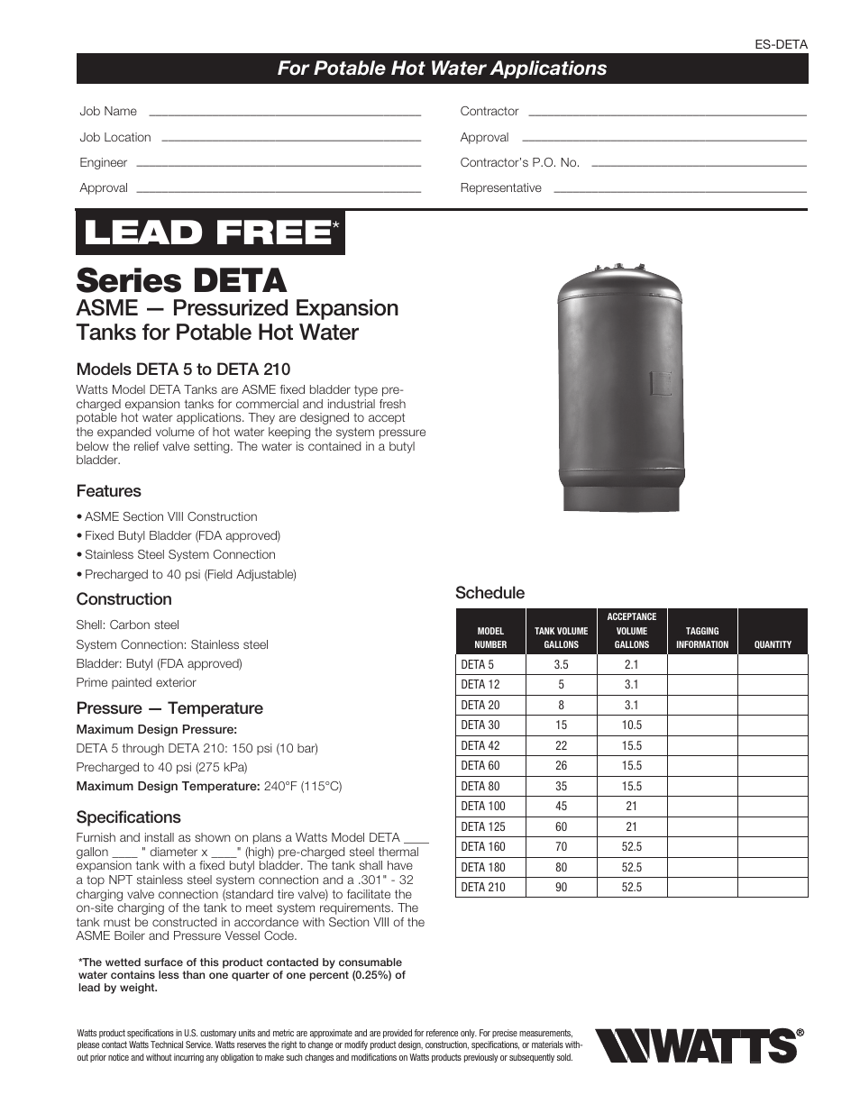 Watts DETA User Manual | 2 pages