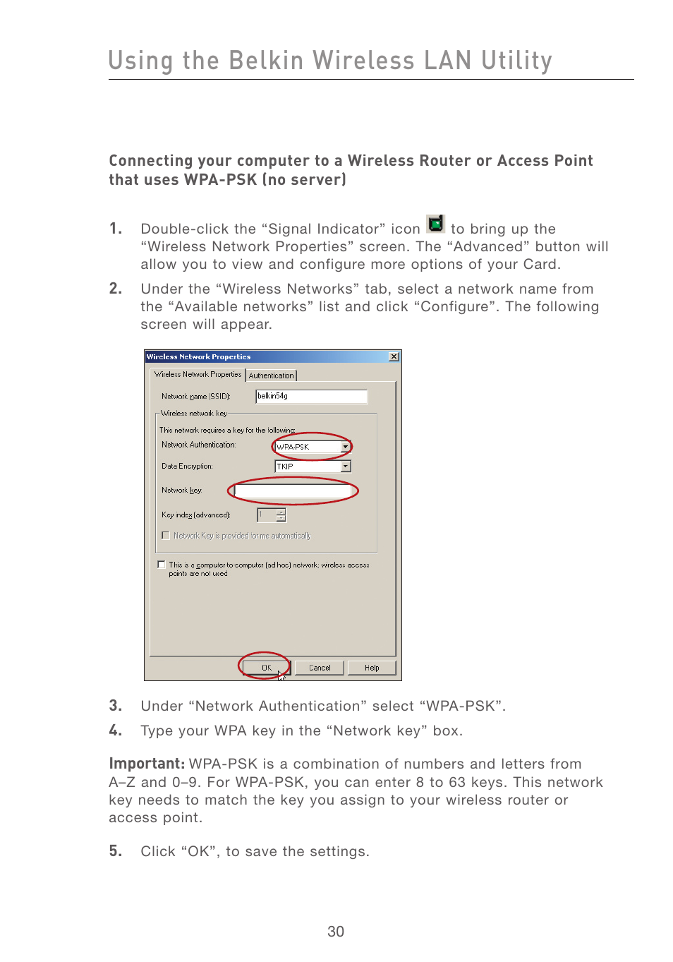 Using the belkin wireless lan utility | Belkin F5D7001 User Manual | Page 32 / 52