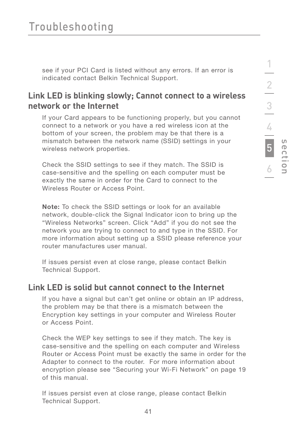Troubleshooting | Belkin F5D7001 User Manual | Page 43 / 52