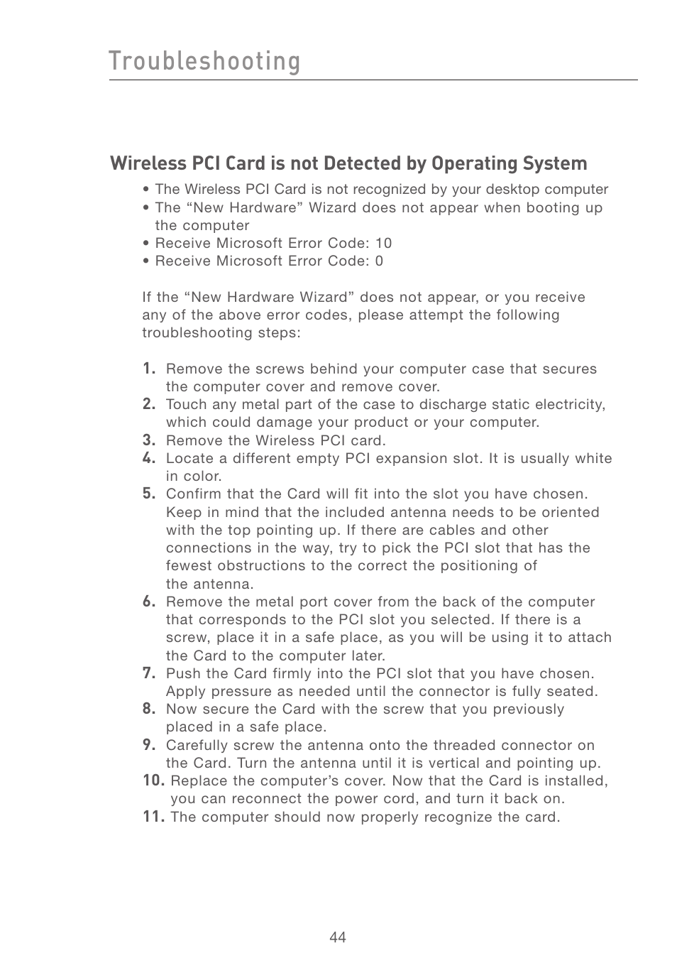 Troubleshooting | Belkin F5D7001 User Manual | Page 46 / 52