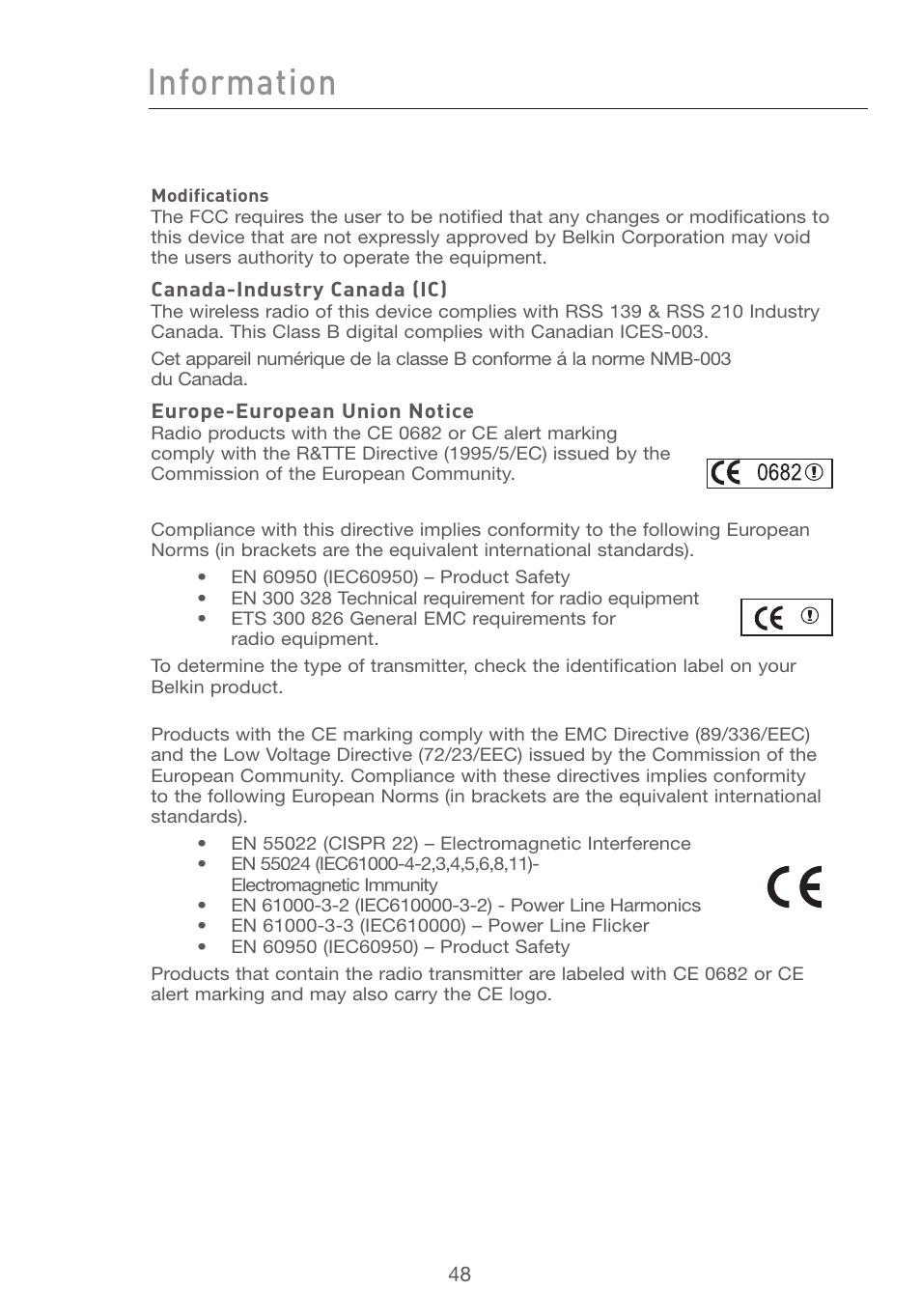 Information | Belkin F5D7001 User Manual | Page 50 / 52