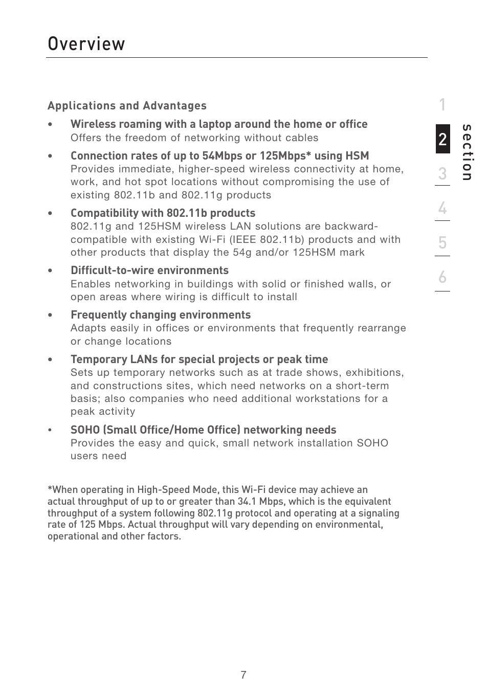 Overview, Se ct io n | Belkin F5D7001 User Manual | Page 9 / 52