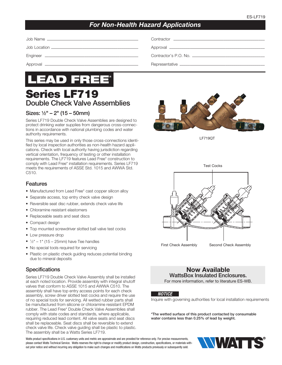 Watts LF719 User Manual | 3 pages