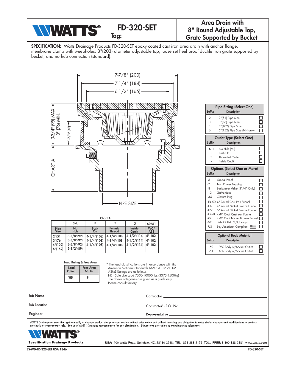 Watts FD-320-SET User Manual | 1 page