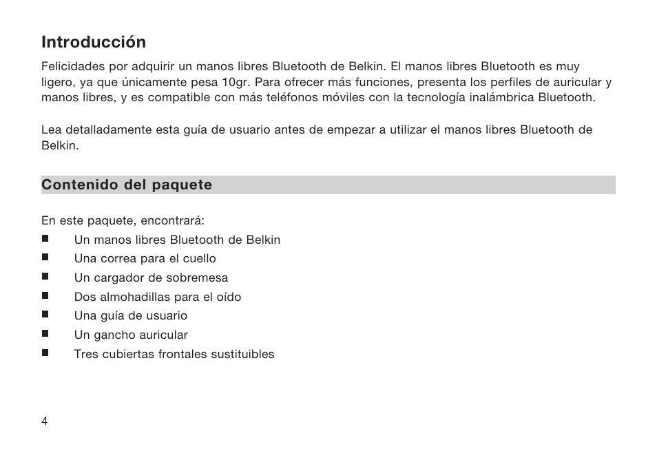 Introducción | Belkin Bluetooth P75048ea User Manual | Page 104 / 148