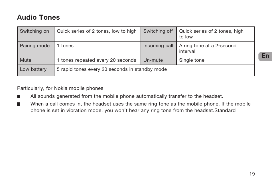 En audio tones | Belkin Bluetooth P75048ea User Manual | Page 23 / 148