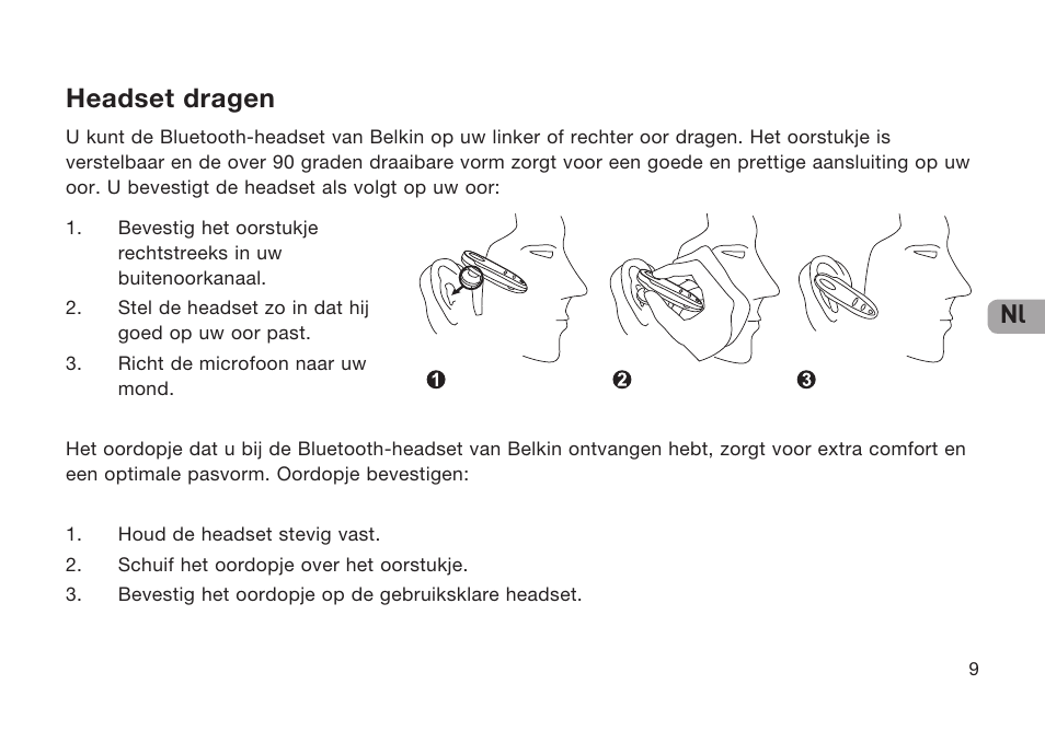 Nl headset dragen | Belkin Bluetooth P75048ea User Manual | Page 85 / 148