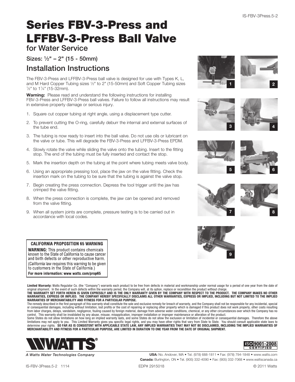 Watts LFFBV-3-Press User Manual | 1 page