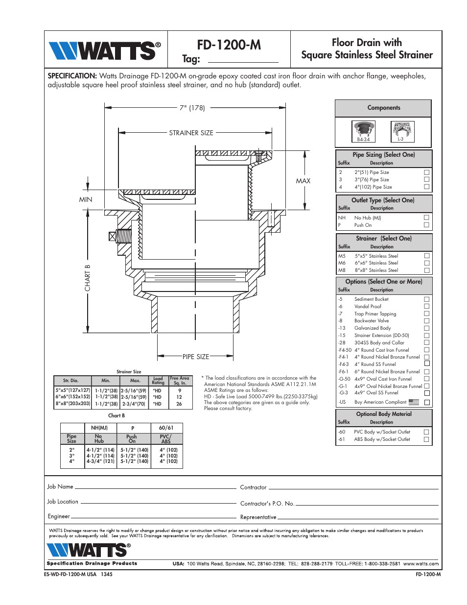 Watts FD-1200-M User Manual | 1 page