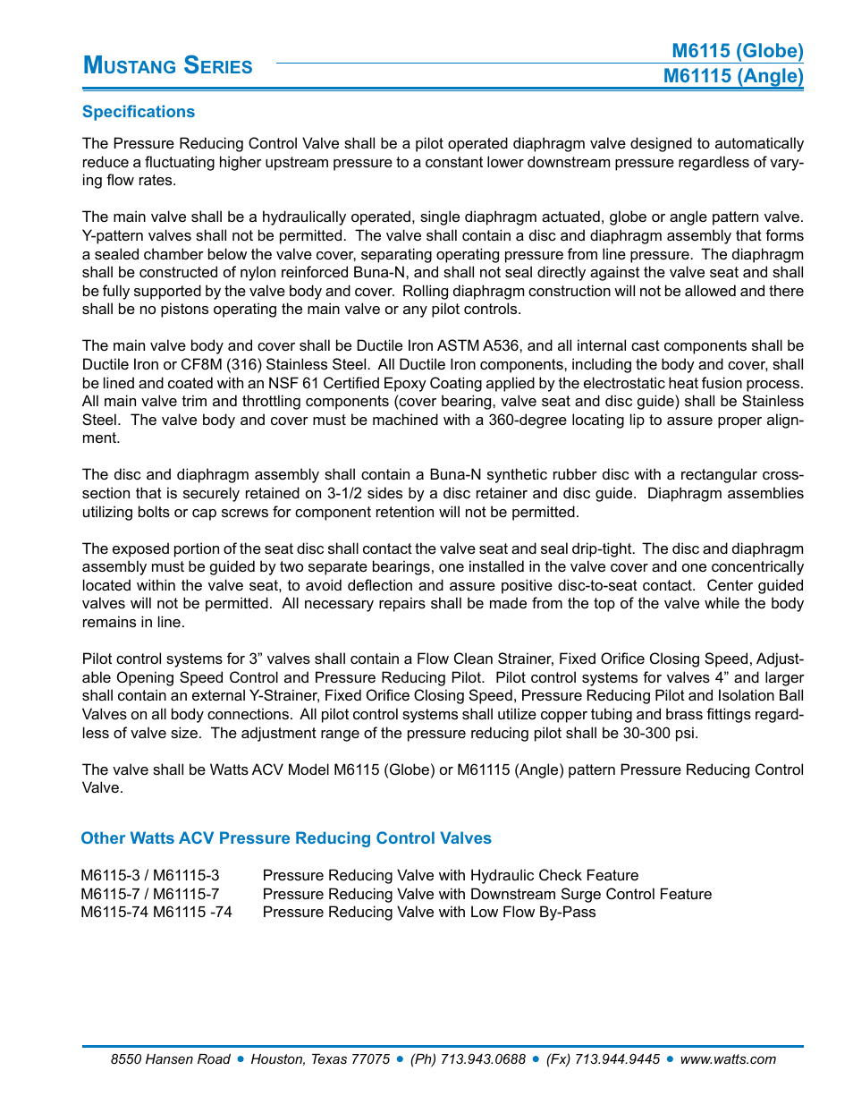 Watts M61115 User Manual | Page 7 / 7