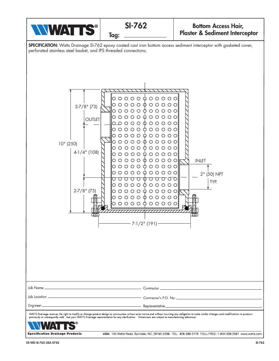 Watts SI-762 User Manual | 1 page
