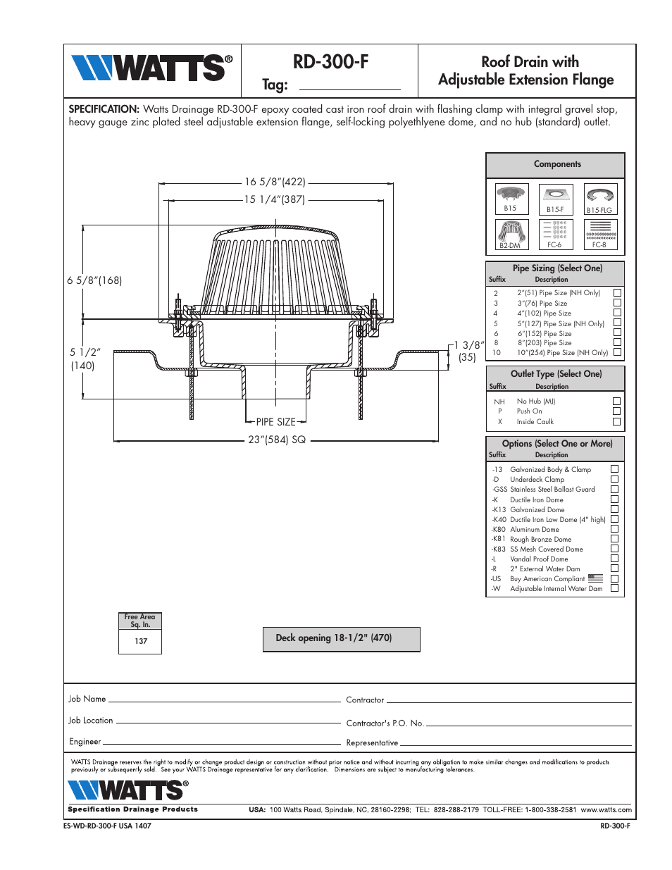 Watts RD-300-F User Manual | 1 page