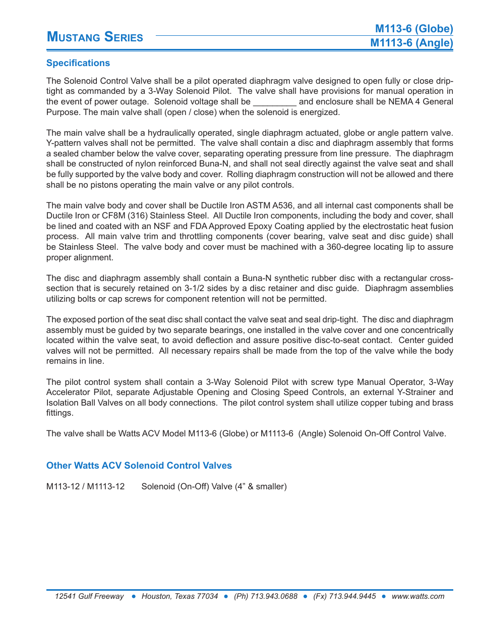 Watts M1113-6 User Manual | Page 6 / 6