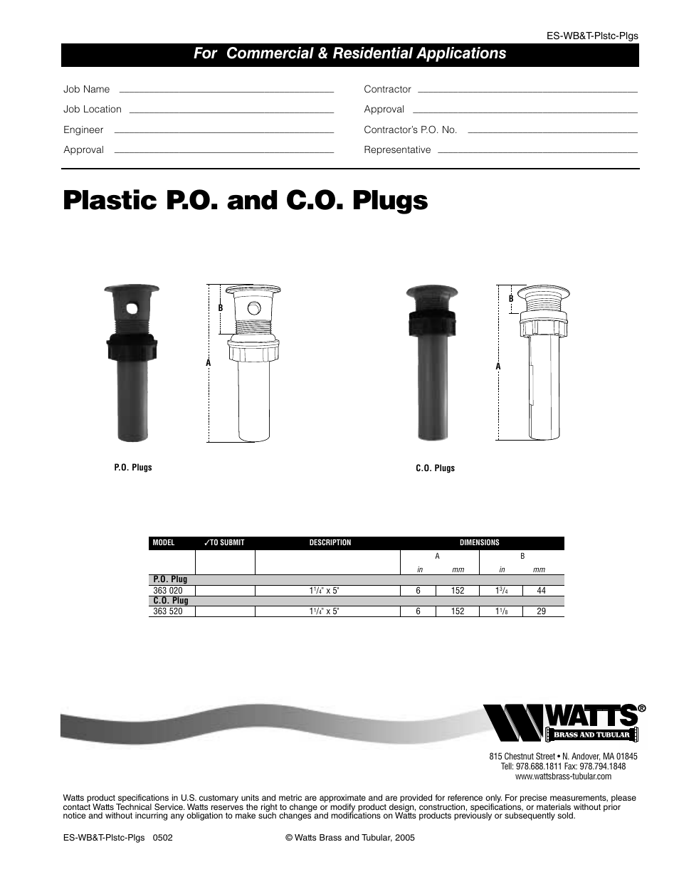 Watts 363 520 User Manual | 1 page