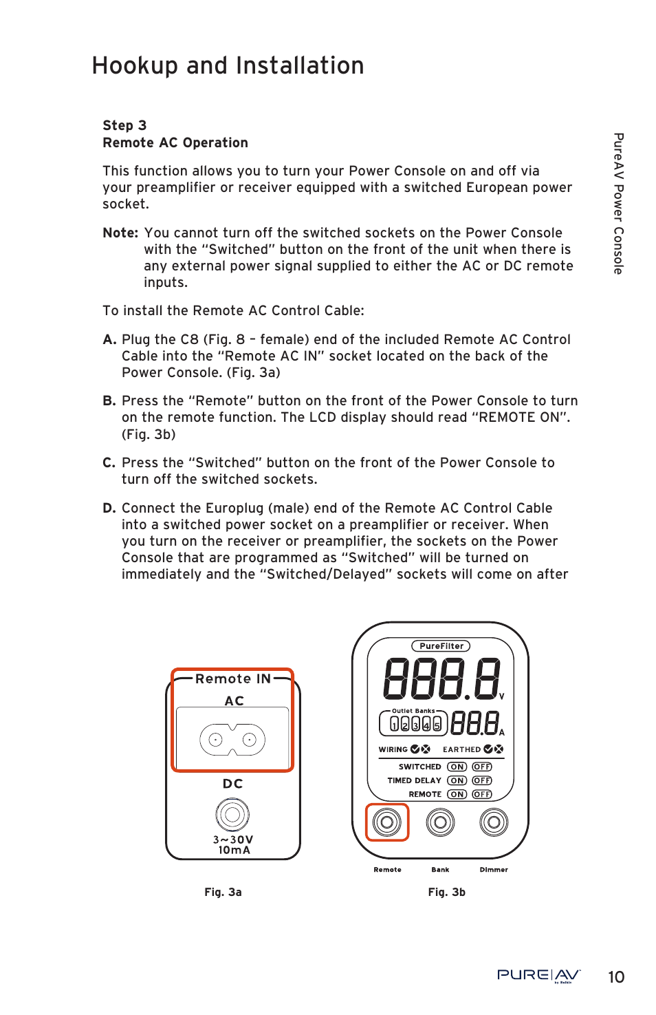 Hookup and installation | Belkin PURE AV PF50 User Manual | Page 11 / 30