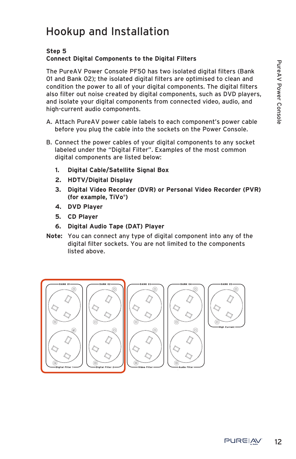 Hookup and installation | Belkin PURE AV PF50 User Manual | Page 13 / 30