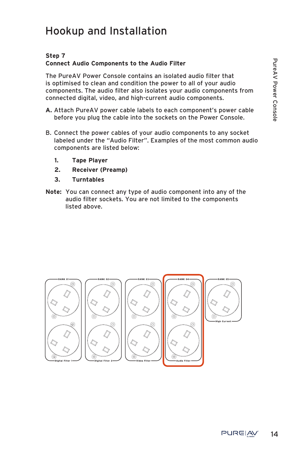 Hookup and installation | Belkin PURE AV PF50 User Manual | Page 15 / 30