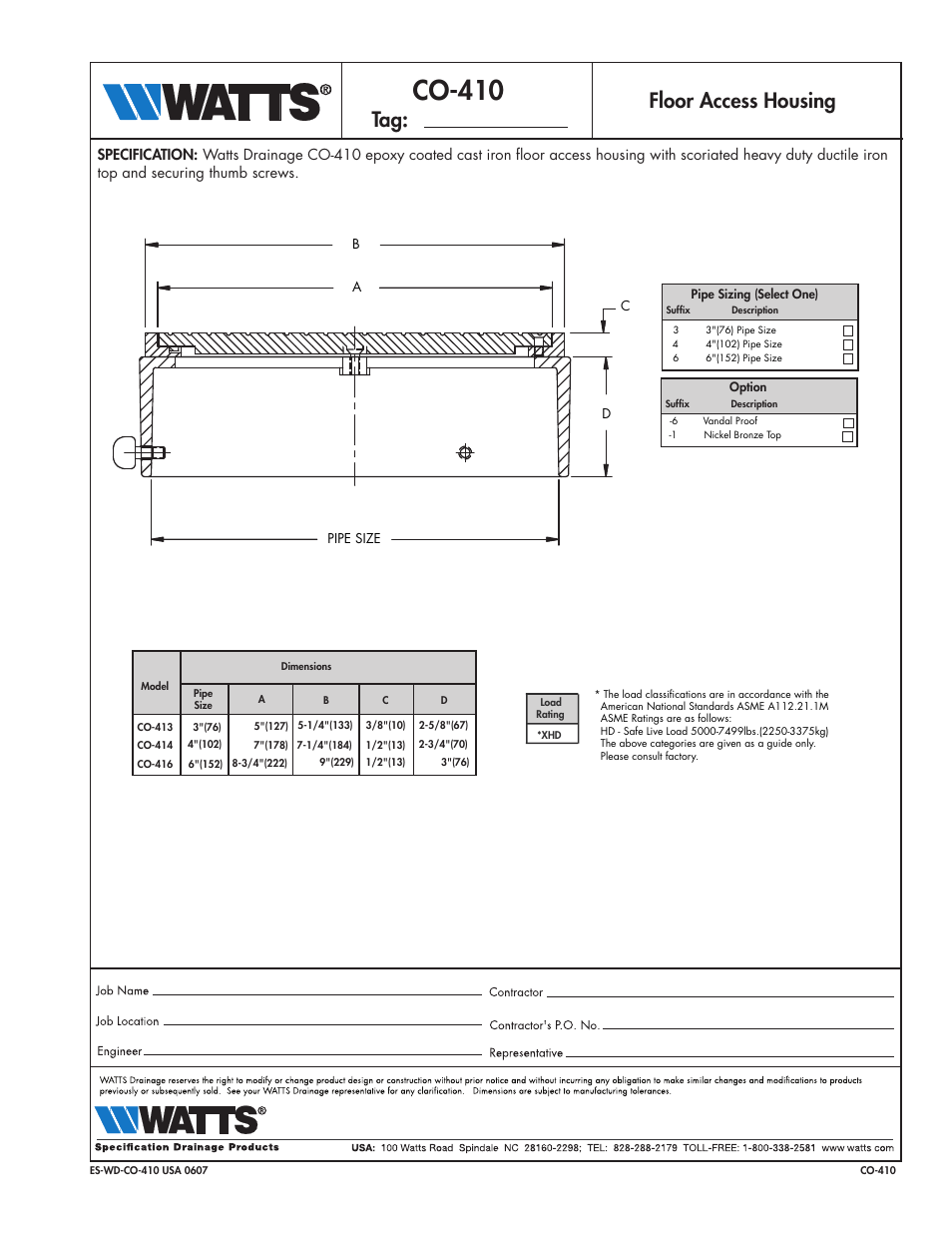 Watts CO-410 User Manual | 1 page