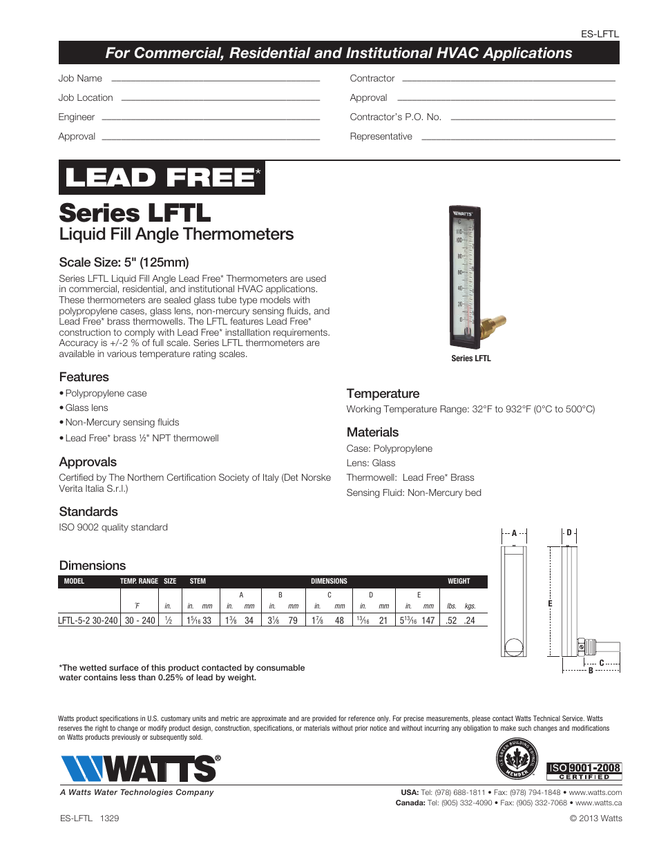 Watts LFTL User Manual | 1 page