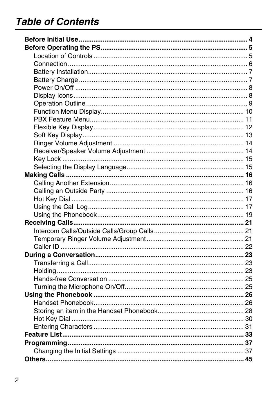 Panasonic KX-TCA256 User Manual | Page 2 / 56