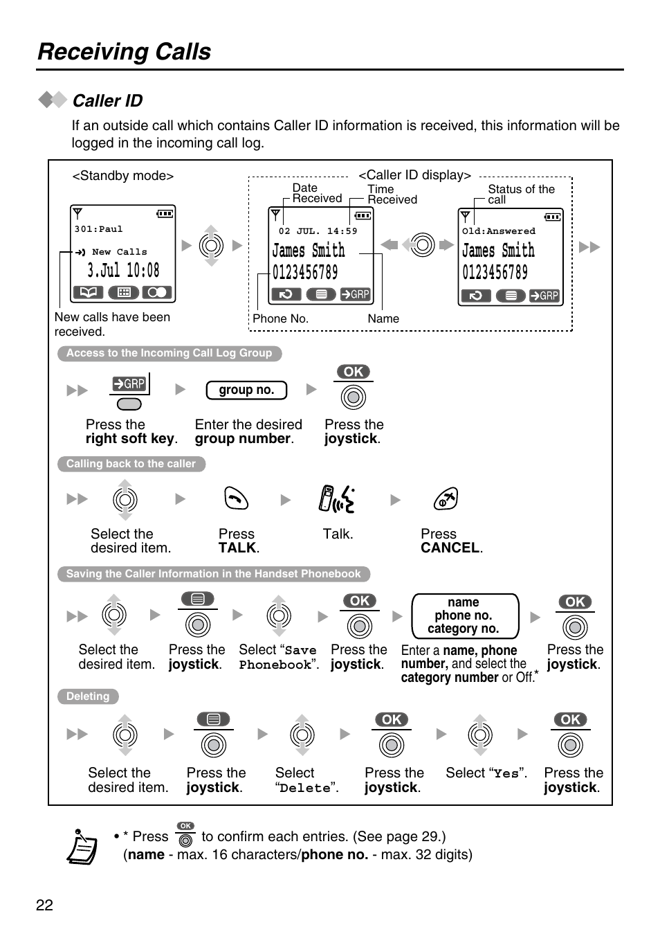 Caller id, Receiving calls, Jul 10:08 | Panasonic KX-TCA256 User Manual | Page 22 / 56