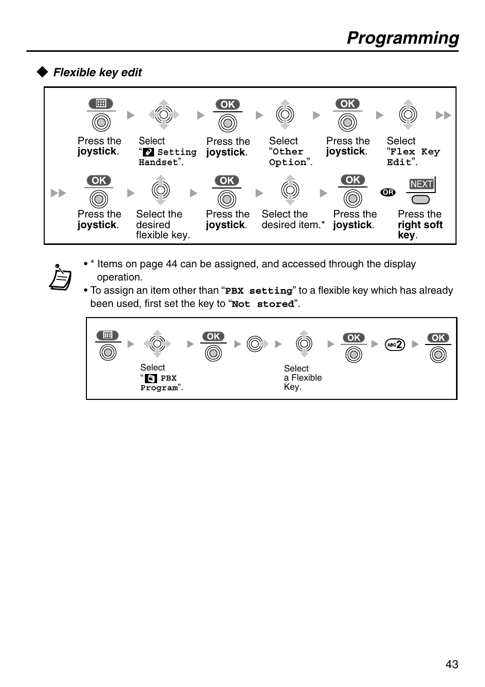 Flexible key edit, Programming | Panasonic KX-TCA256 User Manual | Page 43 / 56