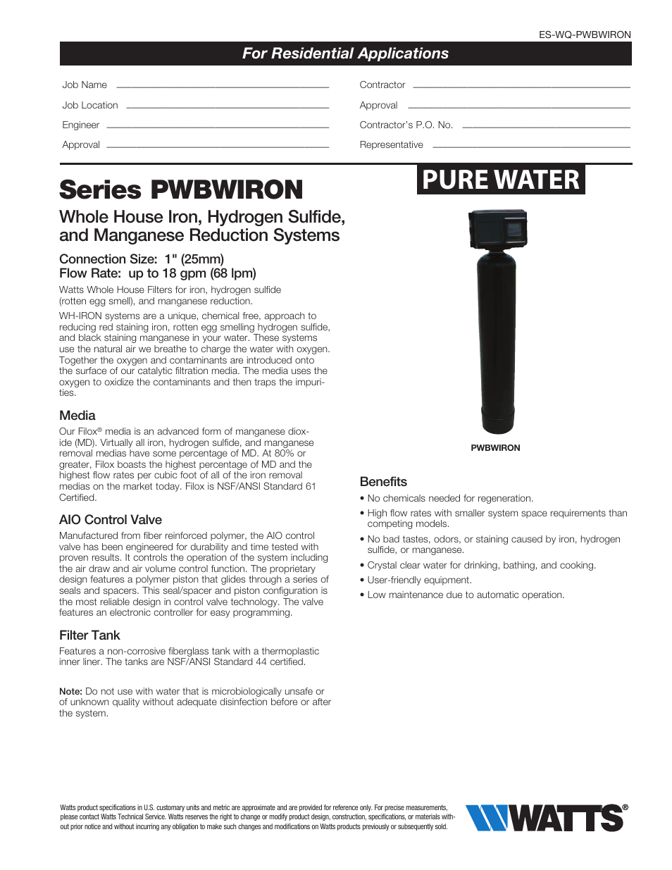 Watts PWBWIRON User Manual | 2 pages