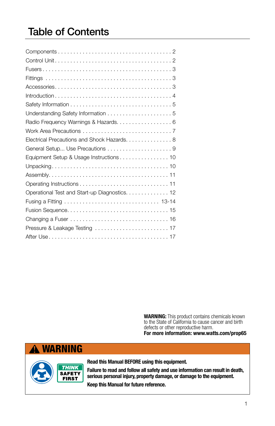 Watts TRCU-M1 User Manual | Page 3 / 56