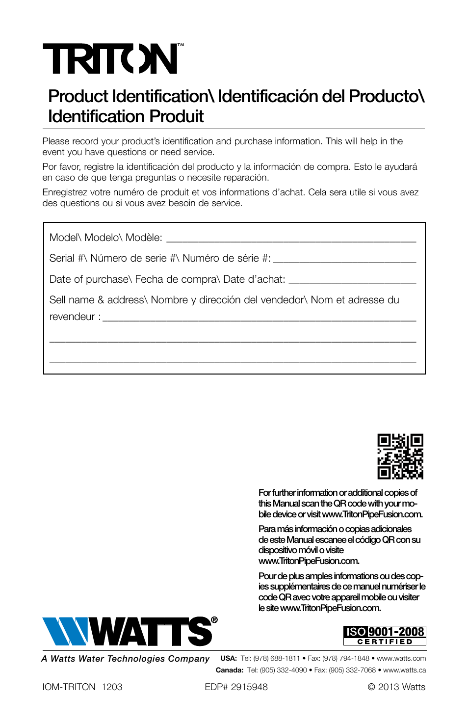 Watts TRCU-M1 User Manual | Page 56 / 56