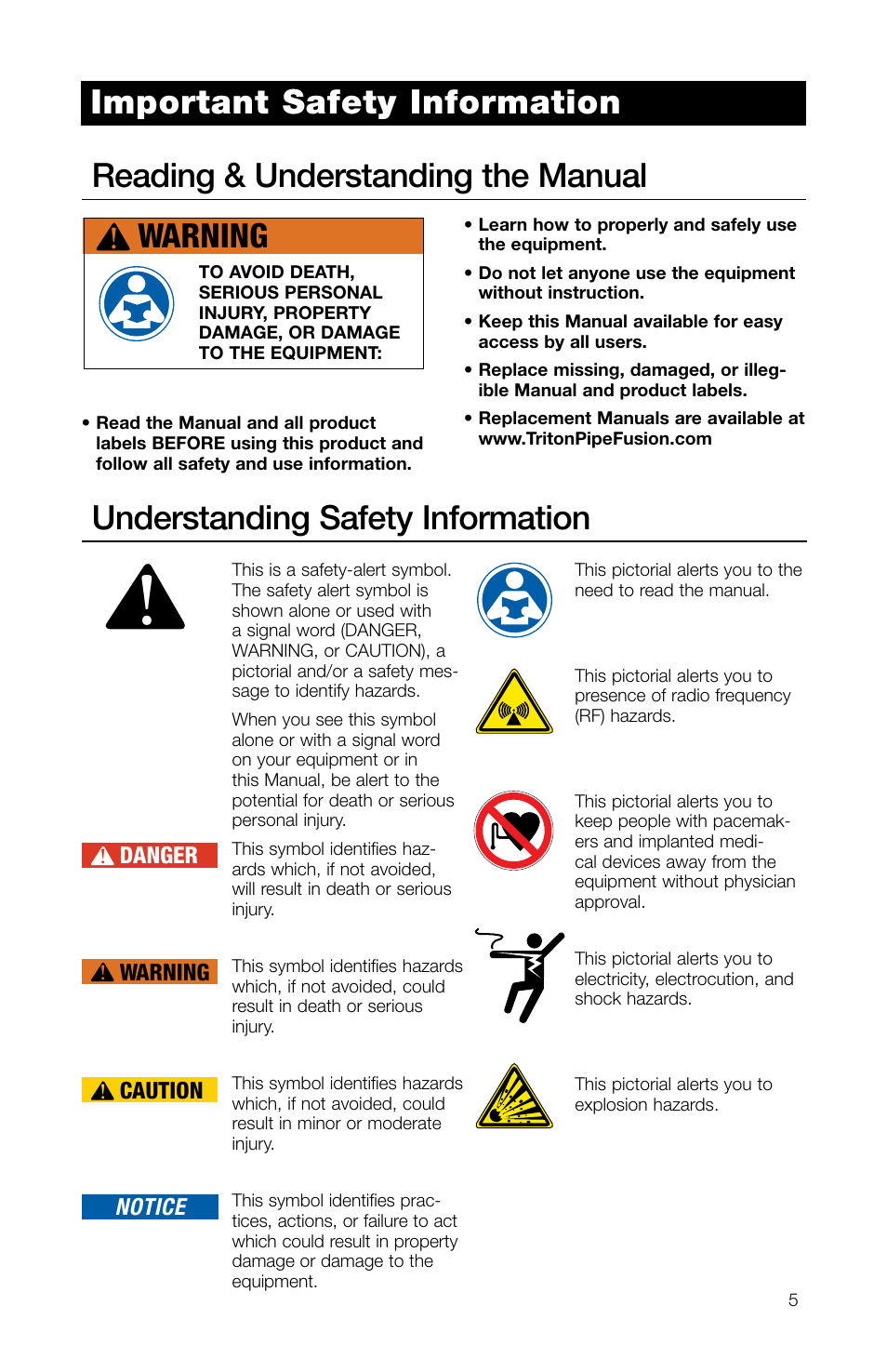 Understanding safety information, Warning, Caution | Notice danger | Watts TRCU-M1 User Manual | Page 7 / 56