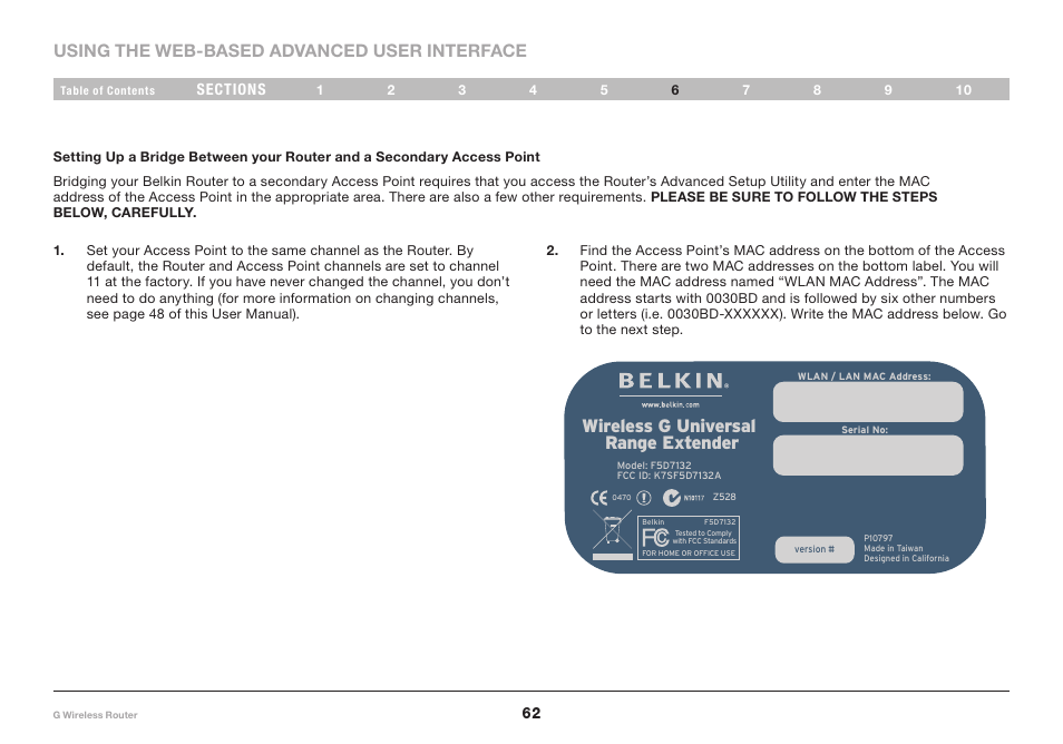 N`i\c\jj>le`m\ijxc ixe^\<ok\e[\i, Using the web-based advanced user interface | Belkin PM01110 User Manual | Page 64 / 115