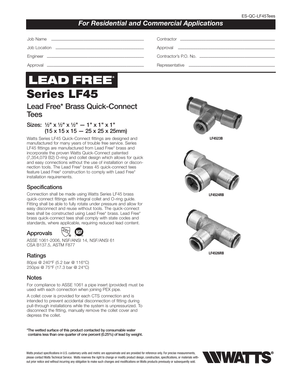 Watts LF4526RB User Manual | 2 pages