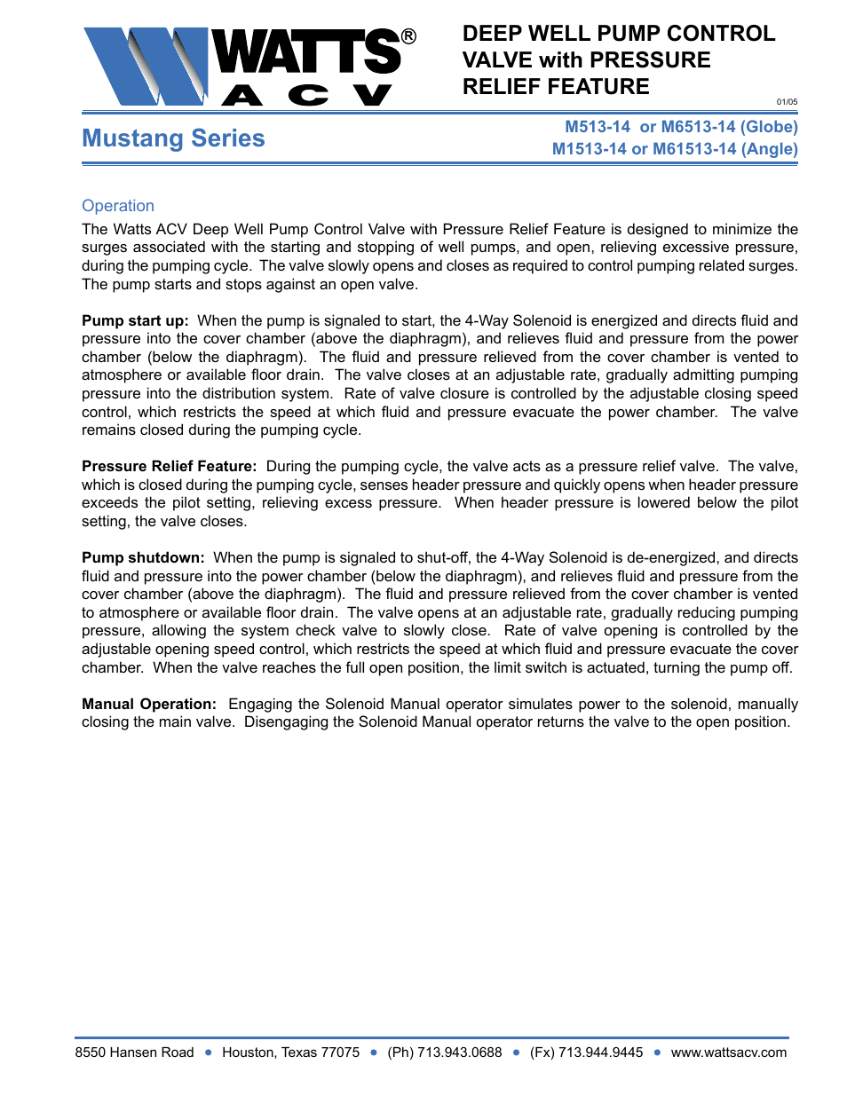 Watts M1513-14 User Manual | 2 pages