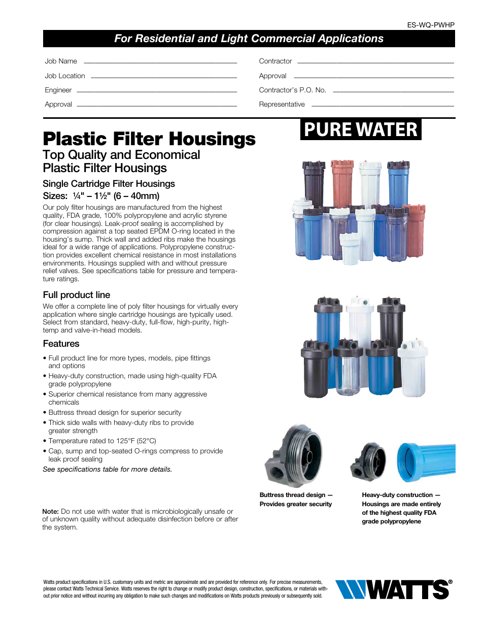 Watts PWWR User Manual | 4 pages