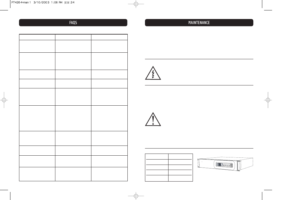 Maintenance, Faqs, Battery replacement | Belkin OMNIGUARD F6C110-RKM-2U User Manual | Page 13 / 17
