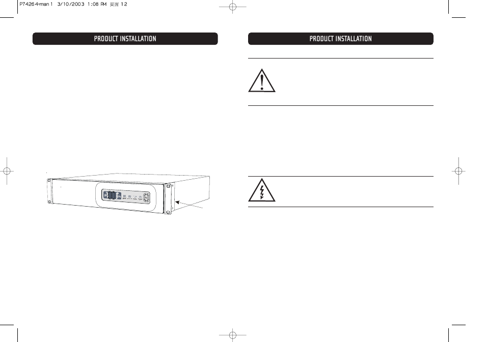 Product installation | Belkin OMNIGUARD F6C110-RKM-2U User Manual | Page 7 / 17