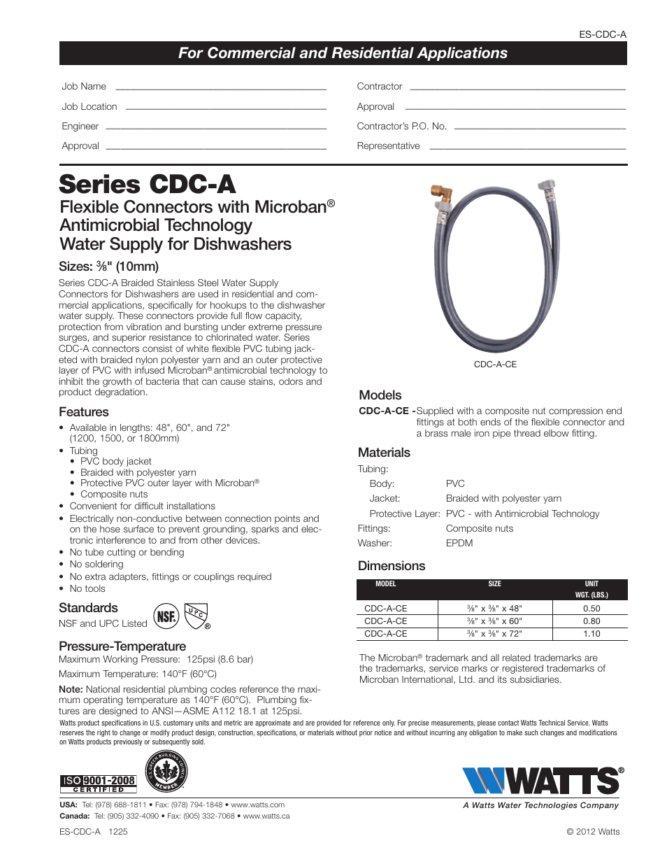 Watts CDC-A User Manual | 1 page