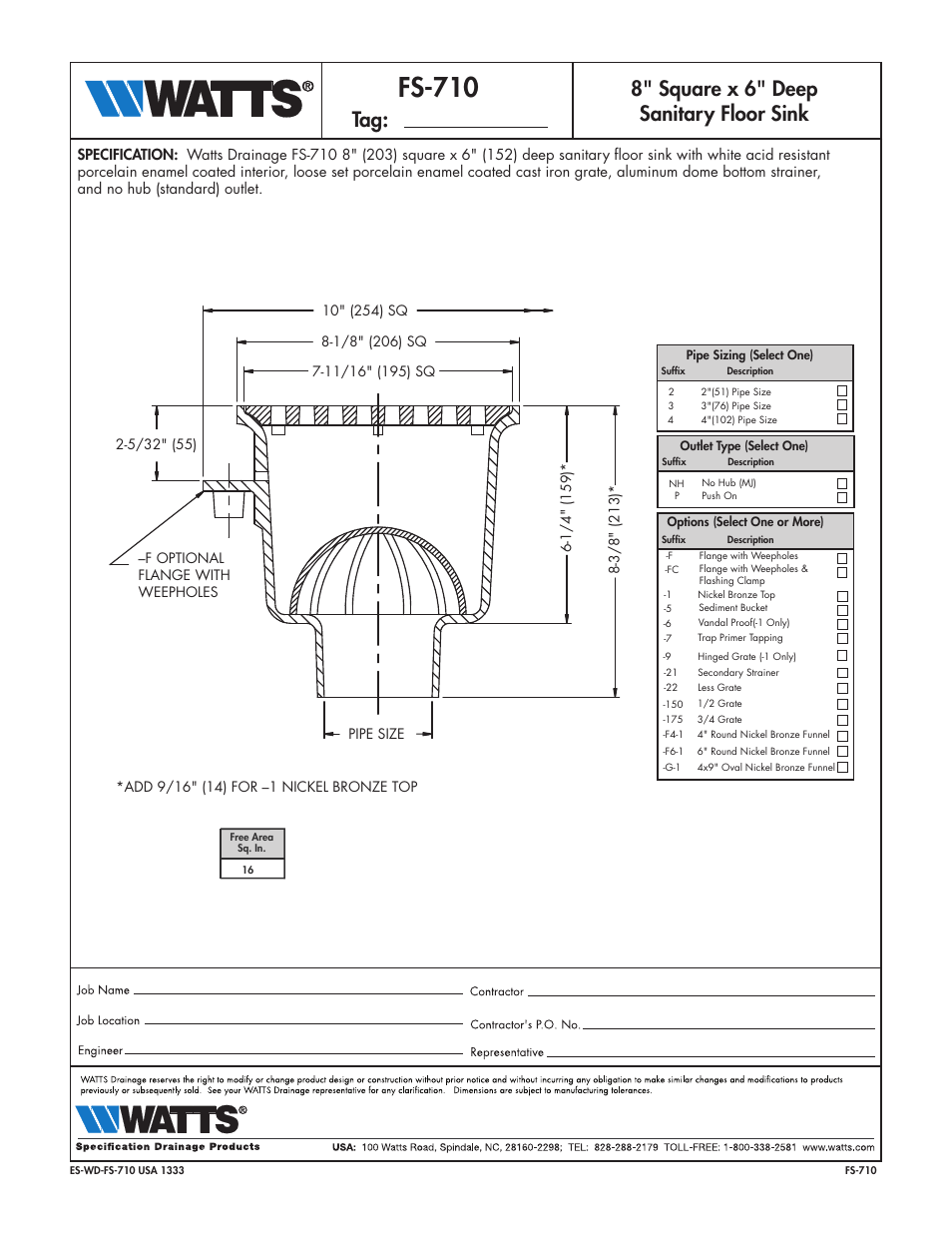 Watts FS-710 User Manual | 1 page