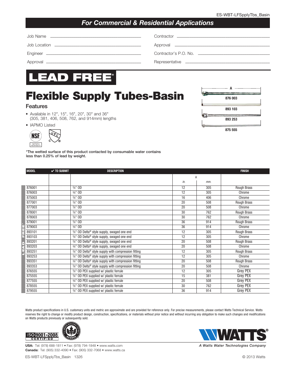 Watts 893353 User Manual | 1 page